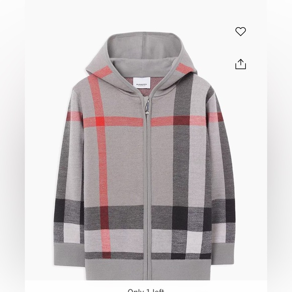 NWT - Burberry Check Knit Zip-Up Hoodie - Picture 2 of 8